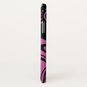 Roze zwirling Damask Pattern op Black Case-Mate iPhone Case (Achterkant / rechts)