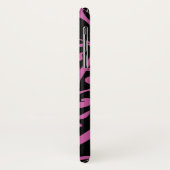 Roze zwirling Damask Pattern op Black Case-Mate iPhone Case (Achterkant/links)