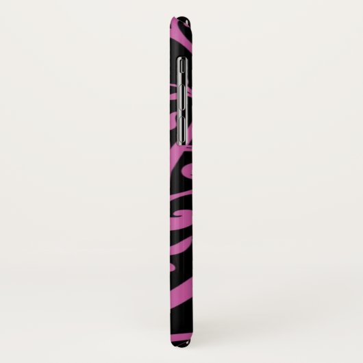 Roze zwirling Damask Pattern op Black Case-Mate iPhone Case (Achterkant/links)