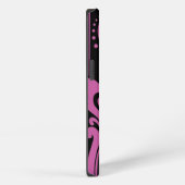 Roze zwirling Damask Pattern op Black iPhone Hoesje (Rechterkant)