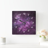 Roze zwirls Fractal Square klok (Huis)