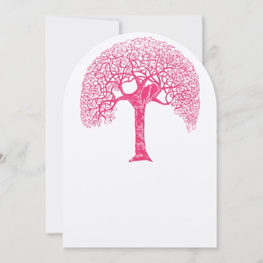 Roze Zwirly Rustic Tree Love Bird Wedland Weddensc Kaart (Achterkant)
