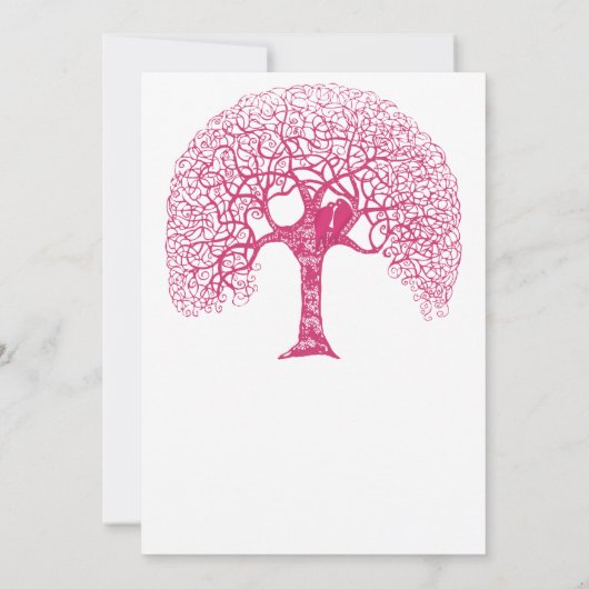 Roze Zwirly Rustic Tree Love Bird Wedland Weddensc Kaart (Achterkant)