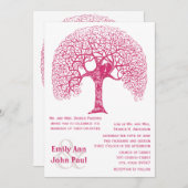 Roze Zwirly Rustic Tree Love Bird Wedland Weddensc Kaart (Voorkant / Achterkant)