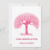 Roze Zwirly Rustic Tree Love Bird Wedland Weddensc Kaart (Achterkant)