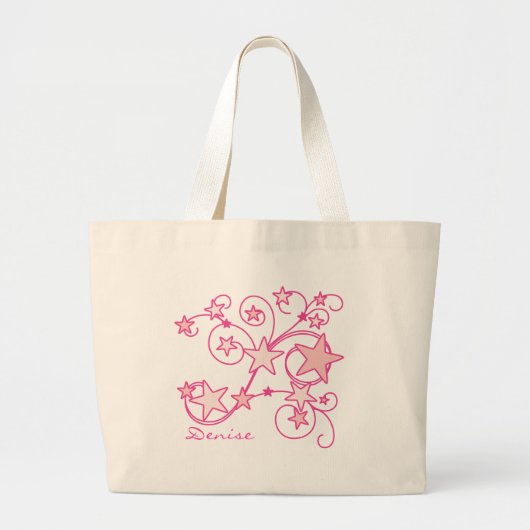 Roze Zwirly Werkt Grote Tote Bag (Voorkant)