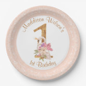 Roze zwoerd 1ste verjaardag Bord papier (Voorkant)