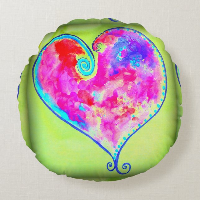 roze zwoerd groen rond kussen (Voorkant)