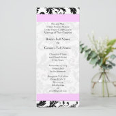 Rozeachtige Lavendel Damask Swirls bruiloft uitnod Kaart (Staand voorkant)