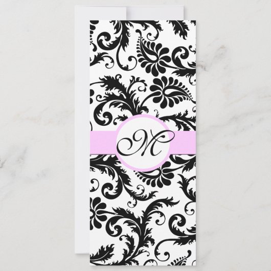 Rozeachtige Lavendel Damask Swirls bruiloft uitnod Kaart (Achterkant)