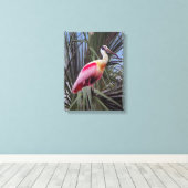 Rozeate Spoonbill canvas print (Insitu (Houten vloer))