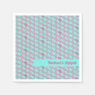 ROZEGARIG Roze Turquoise Patroon, Aqiqah Baby Show Servet