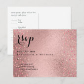 RozeGoud Glitter Glam RSVP Trouw BUDGET Briefkaart (Voorkant / Achterkant)