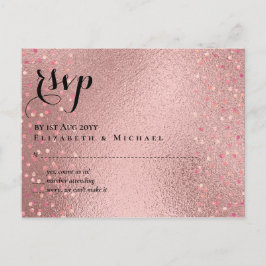RozeGoud Glitter Glam RSVP Trouw BUDGET Briefkaart