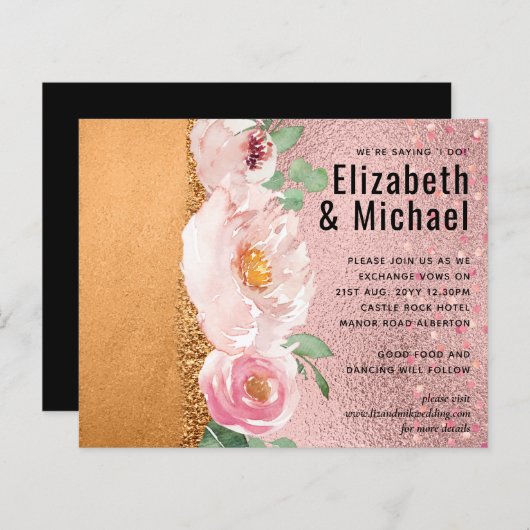 RozeGoud Metaalglitter Bloem Motief Folie Look Bru (Voorkant / Achterkant)