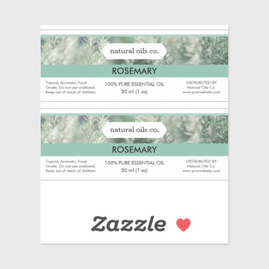 Rozemarijn Etherische Oliën Geur Fles Label (Vel)
