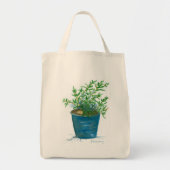 Rozemarijn Kruid Plant Tuin Waterverf Schilderen Tote Bag (Voorkant)