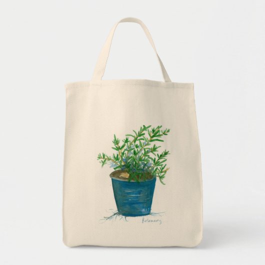 Rozemarijn Kruid Plant Tuin Waterverf Schilderen Tote Bag (Voorkant)
