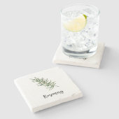 Rozemarijn Kruid Waterverf Schilderen Word Art Stenen Onderzetter (Zijkant)