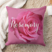 Rozemarijn naam aanpasbare  roze rozenfleur kussen (Deken)