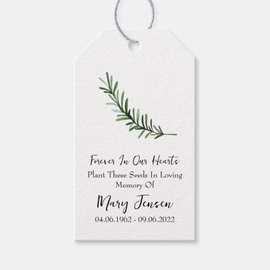 Rozemarijn Seed Packet Memorial begrafenis Cadeaulabel (Voorkant)