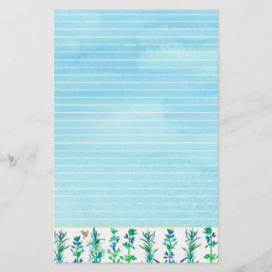 Rozemarijn Tijm Kruiden Honingbij Blauw Lijnwerk Briefpapier