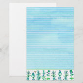 Rozemarijn Tijm Kruiden Honingbij Blauw Lijnwerk Briefpapier (Voorkant / Achterkant)