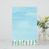 Rozemarijn Tijm Kruiden Honingbij Blauw Lijnwerk Briefpapier (Staand voorkant)