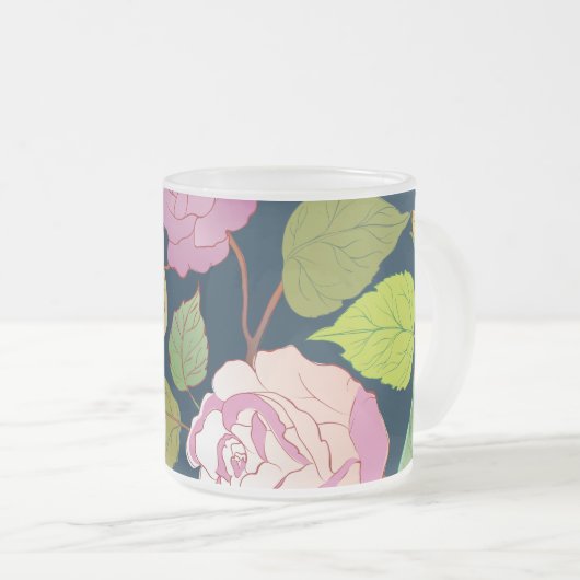 Rozen 16 matglas koffiemok (Voorkant rechts)