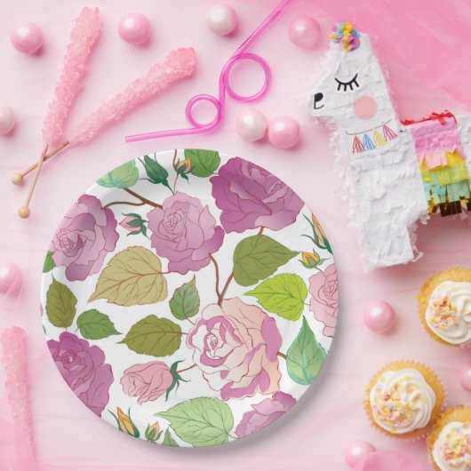 Rozen 17 papieren bordje (Feest)