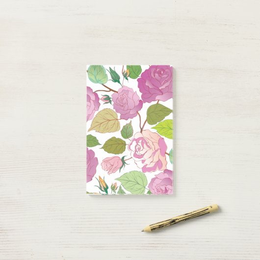 Rozen 17 post-it® notes (Op bureau)