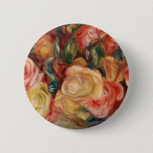 Rozen (1912) van Pierre-Auguste Renoir Fine Art Ronde Button 5,7 Cm (Voorkant)