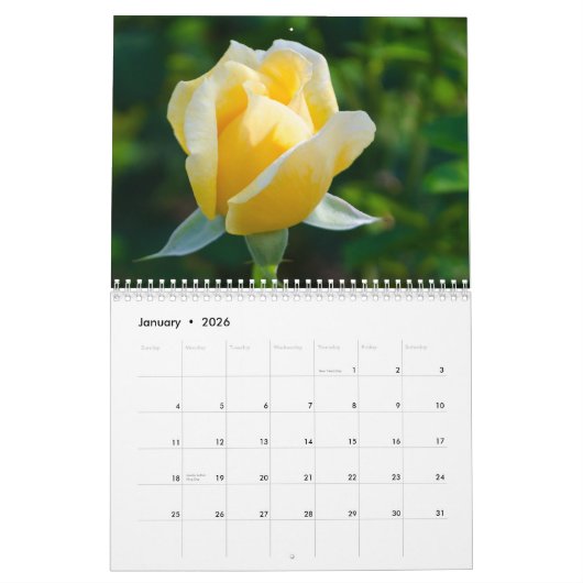 Rozen 2026 Bloemenkalender Kalender (Jan 2026)