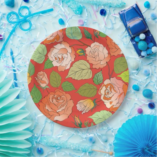 Rozen 26 papieren bordje (Feest)