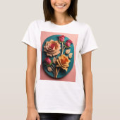Rozen 3D Paper Art Design T-shirt (Voorkant)