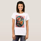 Rozen 3D Paper Art Design T-shirt (Voorkant volledig)
