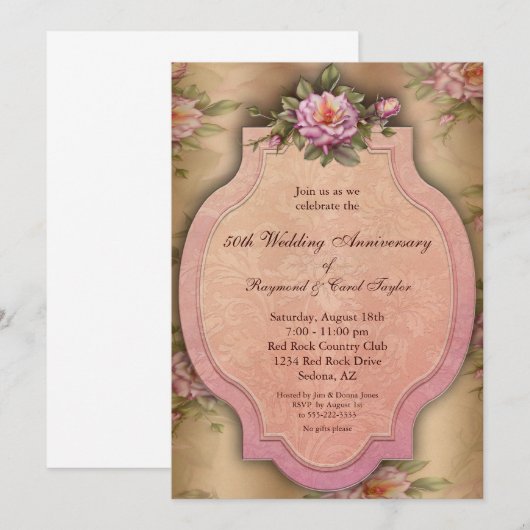  Rozen 50e Jubileum Kaart (Voorkant / Achterkant)