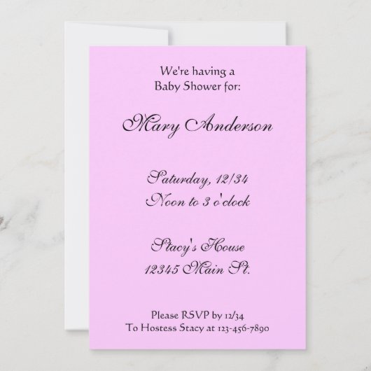 Rozen Aangepaste Babydouches Kaart (Achterkant)