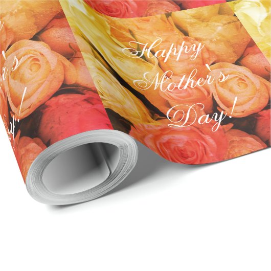 Rozen Aangepaste tekst Happy Moederdag Floral Cadeaupapier (Rol Hoek)