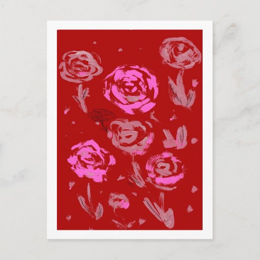 Rozen abstracte rode achtergrond schilderen briefkaart (Voorkant)