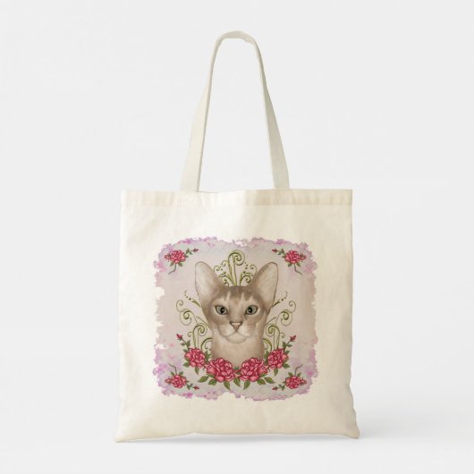 Rozen Abyssinian Cat canvas tas (Achterkant)