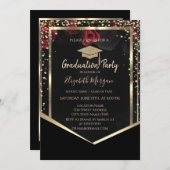 Rozen Afstuderen van diamanten goudgraafkap Kaart (Voorkant / Achterkant)