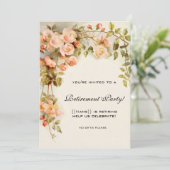 Rozen Antiek Bloemen Pensioen Partij Kaart (Staand voorkant)