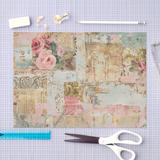 Rozen Antiek Collage Pattern Tissuepapier (Craft)