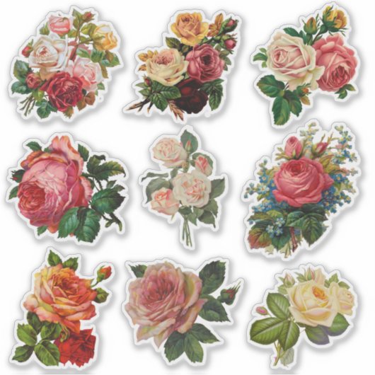  Rozen Antiek Elegante Bloemen Sticker (Voorkant)