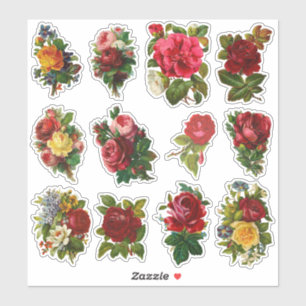 Rozen Antiek Elegante Bloemenset 2 Sticker