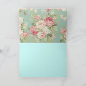 Rozen Aqua Floral Pattern  Feestdagen Kaart (Binnen)