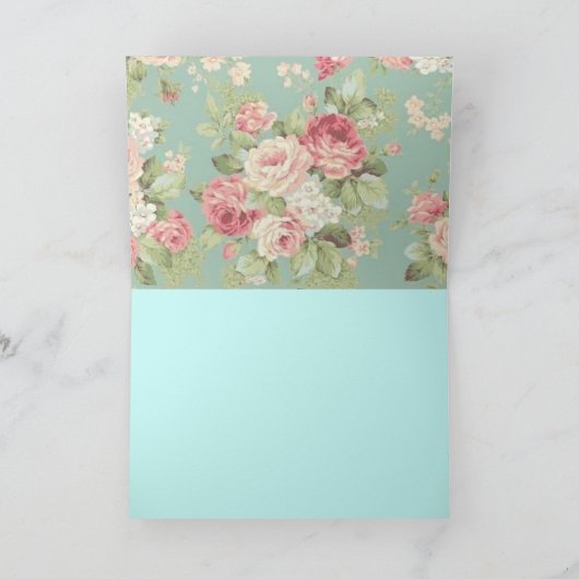 Rozen Aqua Floral Pattern  Feestdagen Kaart (Binnen)