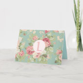 Rozen Aqua Floral Pattern  Feestdagen Kaart (Voorkant)