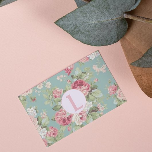 Rozen Aqua Floral Pattern  Feestdagen Kaart